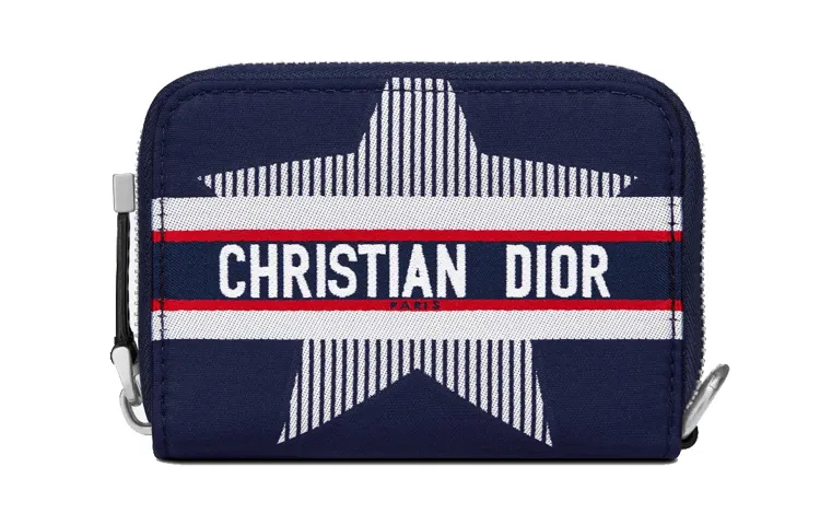 DIOR Travel Tricolor Technical Fabric Coin Purse, Card Holder Unisex Red/Blue/White