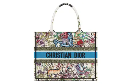 DIOR BookTote Embroidery Tote Bag, Shopping Bag, Handbag Women's Multicolor