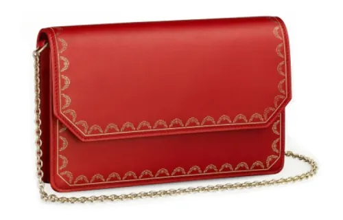 CARTIER Guirlande Calfskin Shoulder Bag, Crossbody Bag Women's Red