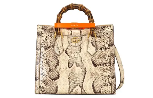 GUCCI Diana Python Skin Tote Shoulder Bag, Crossbody Bag, Handbag Small Women's Natural