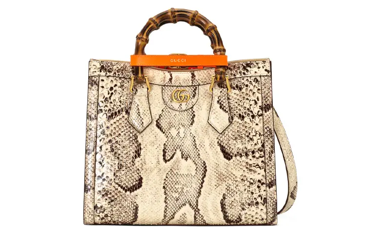 GUCCI Diana Python Skin Tote Shoulder Bag, Crossbody Bag, Handbag Small Women's Natural