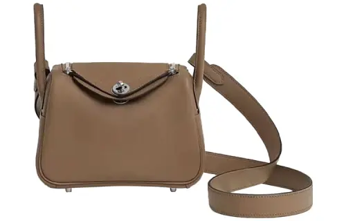 HERMES Lindy Swift Calfskin Handbag 19 Women's Alezan Chestnut/Biscuit Cookie