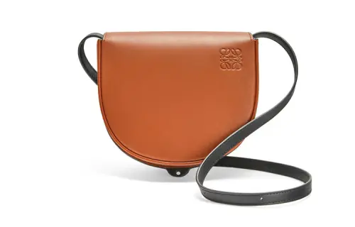 LOEWE Heel Soft Cow Leather Saddle Bag, Shoulder Bag, Crossbody Bag Regular Women's Dark Brown/Black