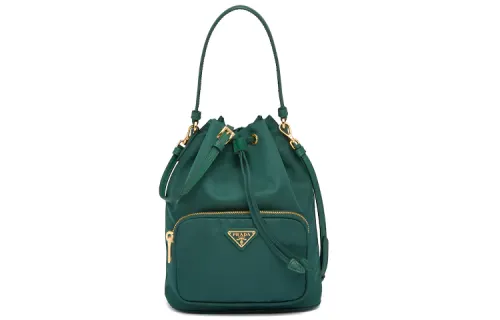 PRADA Leather Bucket Bag, Shoulder Bag, Handbag Women's Oleander Green