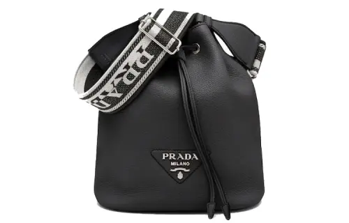 PRADA Leather Bucket Bag, Crossbody Bag Women's Black