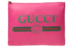 GUCCI Leather Clutch Medium Unisex Fuchsia