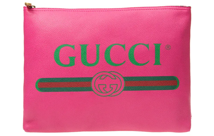 GUCCI Leather Clutch Medium Unisex Fuchsia