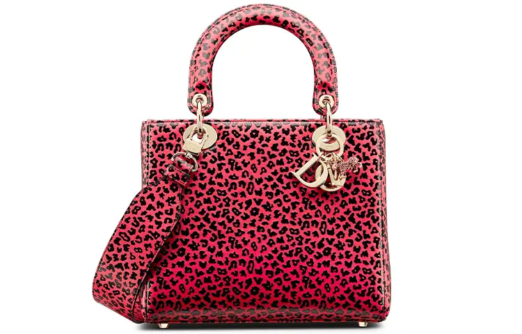 DIOR Lady Dior Cow Leather Handbag Shoulder Bag, Crossbody Bag, Handbag Women's Raspberry