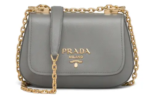 PRADA Leather Shoulder Bag Women's Slate Gray