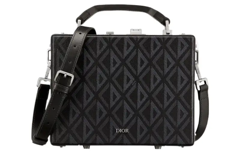 DIOR Lock Cow Leather Shoulder Bag, Crossbody Bag Men's Black