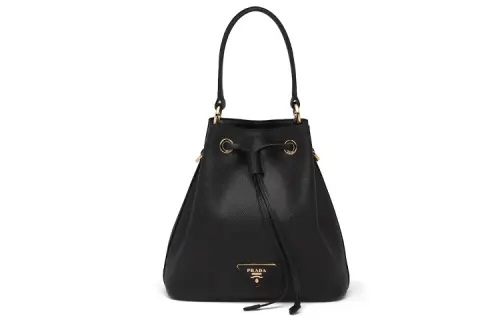 PRADA Saffiano Leather Bucket Bag, Handbag, Shoulder Bag, Crossbody Bag Women's Black