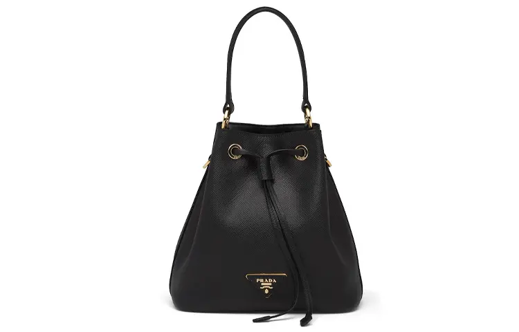 PRADA Saffiano Leather Bucket Bag, Handbag, Shoulder Bag, Crossbody Bag Women's Black