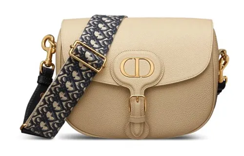 DIOR Bobby Grained Calfskin Shoulder Bag, Crossbody Bag Large Women's Beige Brown