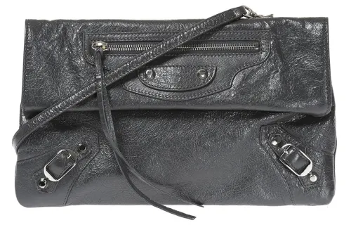 Balenciaga Flap Lambskin Shoulder Bag Women's Gray