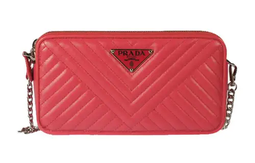 PRADA Leather Shoulder Bag, Crossbody Bag Women's Red