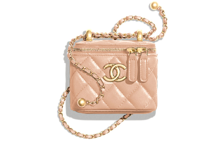 CHANEL 21B Fall Calfskin Box Bag Flap Bag Coin Purse Crossbody Bag Women's Nude Milk Tea