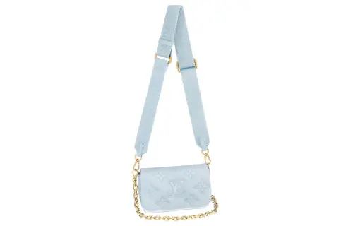 LOUIS VUITTON Wallet On Strap Bubblegram Blue Glacier