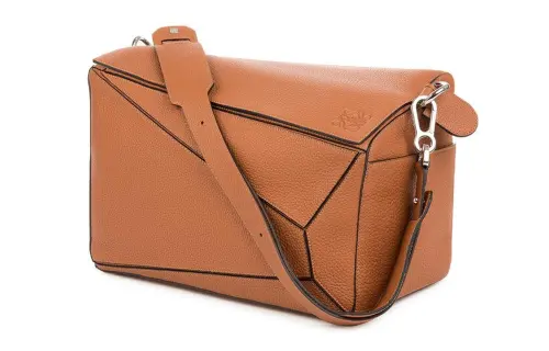 LOEWE Puzzle Grain Calfskin Crossbody Bag, Shoulder Bag Men's Tan