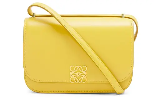 LOEWE Goya Adjustable Strap Silk Calfskin Handbag, Shoulder Bag, Crossbody Bag, Clutch Small Women's Yellow