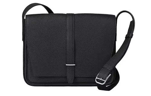 HERMES Steve Light Junior Silver Tone Buckle Togo Calfskin Messenger Bag, Shoulder Bag, Crossbody Bag Men's