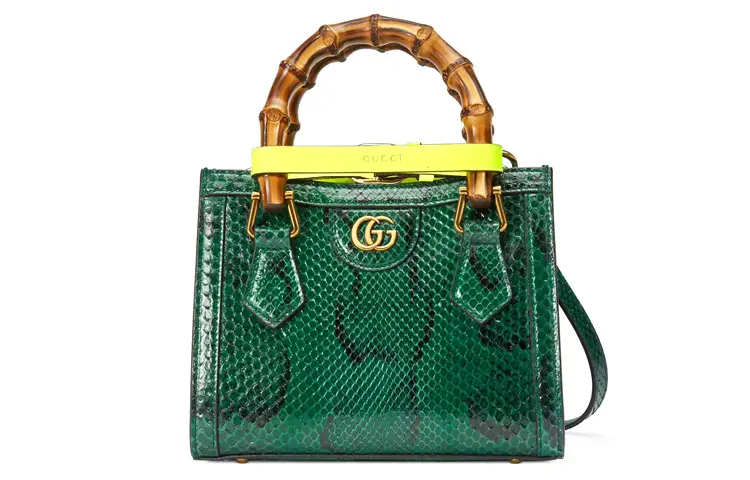 GUCCI Diana Python Skin Tote, Shoulder Bag, Crossbody Bag, Handbag Mini Women's Emerald Green