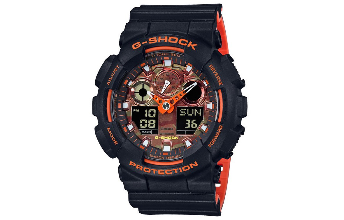 CASIO Casio G-SHOCK Series Contrast Color Three Needles Three Eyes Unicorn Dual Display Large Dial Impact Resistant Antimagnetic Waterproof Movement Quartz Movement Japanese and Korean Watch Men's Watch Black Dial