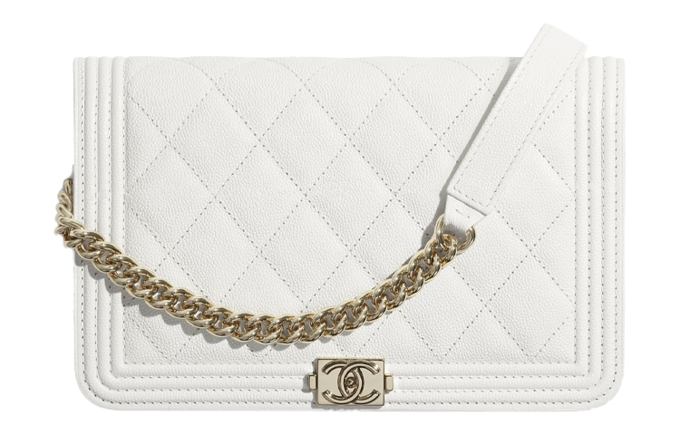 CHANEL LeboyWOC Grain Calfskin Crossbody Bag, Shoulder Bag Women's White