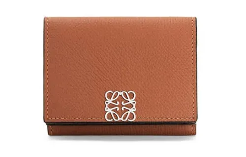 LOEWE Anagram Pebble Texture Cow Leather Wallet Women's Brown