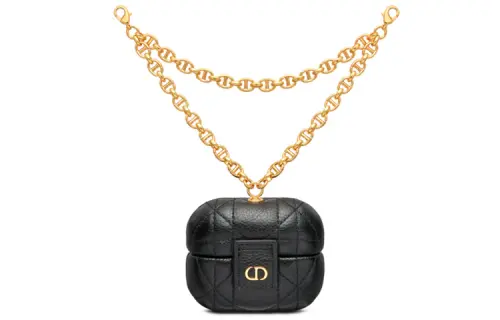 DIOR Caro Cow Leather Headphone Sleeve Women's Black