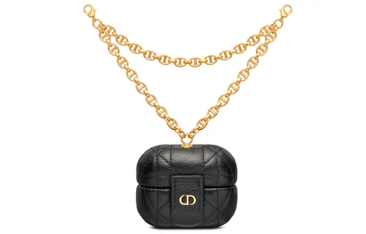 DIOR Caro Cow Leather Headphone Sleeve Women's Black