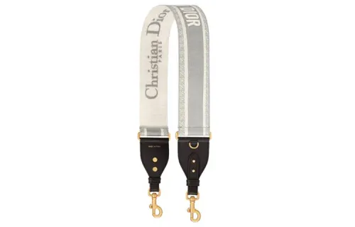 DIOR Cow Leather Bag Straps Women's Gray