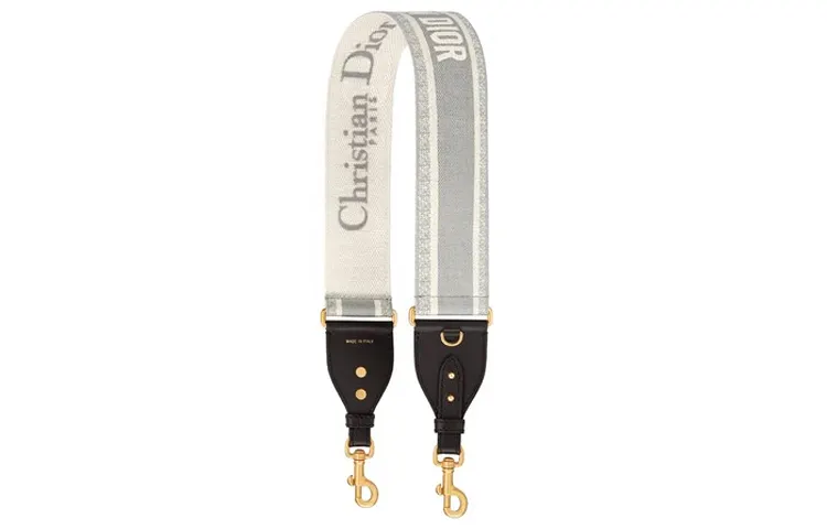 DIOR Cow Leather Bag Straps Women's Gray