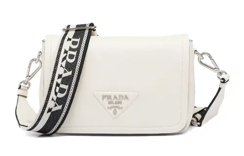 PRADA Leather Shoulder Bag, Crossbody Bag Small Women's White