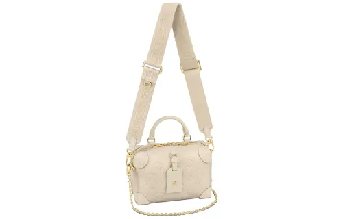 LOUIS VUITTON Soft Embossed Grain Cow Leather, Leather Trim Hard Box Shoulder Bag Regular Women's Cream