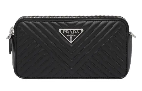 PRADA Handbag Soft Sheep Leather Clutch Mini Women's Black