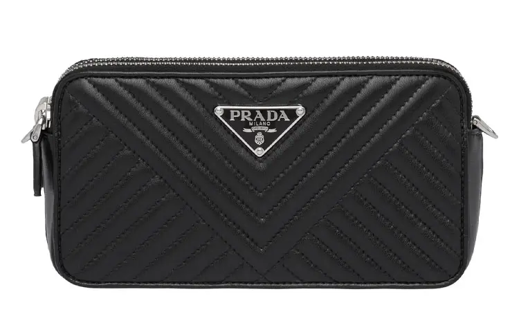 PRADA Handbag Soft Sheep Leather Clutch Mini Women's Black