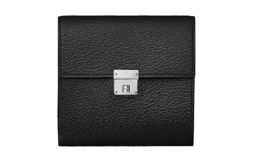 HERMES Mysore Goat Skin Wallet Women's Black