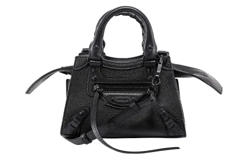 Balenciaga Leather One Shoulder Handbag Mini Unisex Black