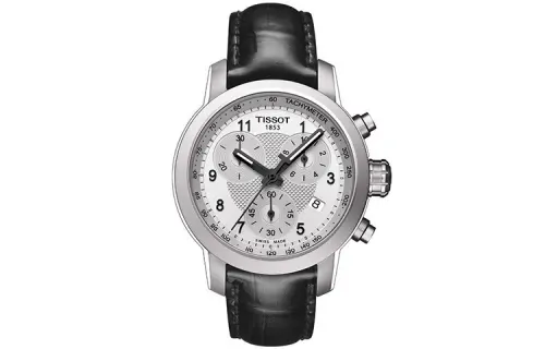 TISSOT Quartz Movement 200m Waterproof Women's Watch 34mm Silver Dial Stainless Steel Case Leather Strap