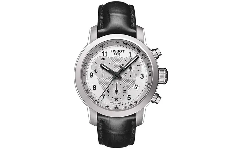 TISSOT Quartz Movement 200m Waterproof Women's Watch 34mm Silver Dial Stainless Steel Case Leather Strap