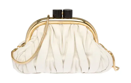 MIU MIU BELLE Soft Sheep Leather Shoulder Bag, Crossbody Bag Small Women's White