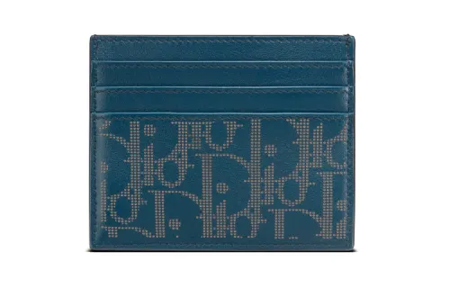 DIOR Cow Leather Card Holder Card Holder Men's Blue
