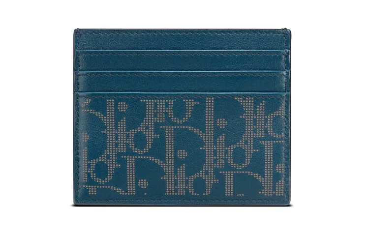 DIOR Cow Leather Card Holder Card Holder Men's Blue
