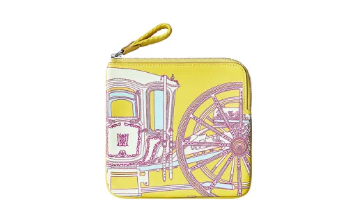 HERMES Carre Pocket Swift Calfskin Storage Bag With Insert Clutch Women's Lime
