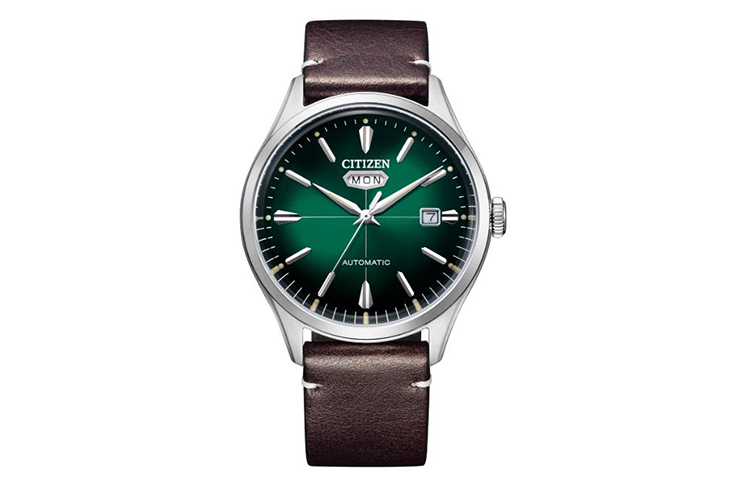 CITIZEN Mechanical Movement Cow Leather Strap Watch Men's Watches Green Dial
