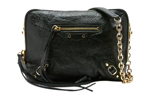 Balenciaga Sheepskin Shoulder Bag, Crossbody Bag Regular Women's Black