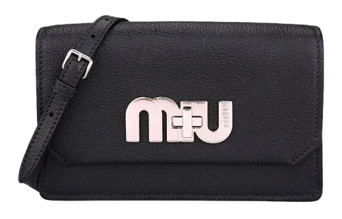 MIU MIU Cow Leather Shoulder Bag, Crossbody Bag Women's Black