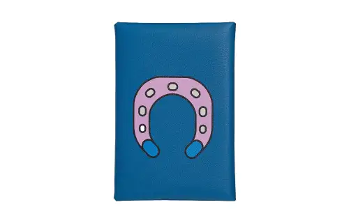 HERMES Calvi Duo Swift Calfskin Card Holder Women's French Blue/Forest Purple