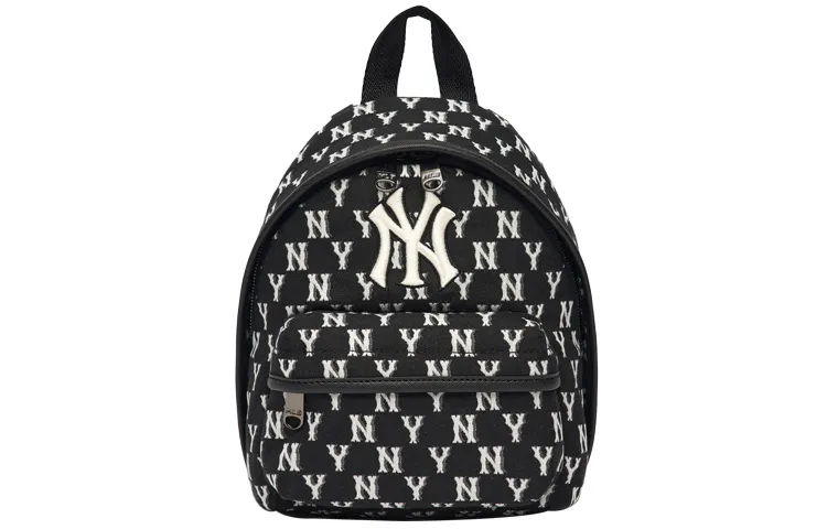 MLB Monogram Polyester Backpack Small Unisex Black