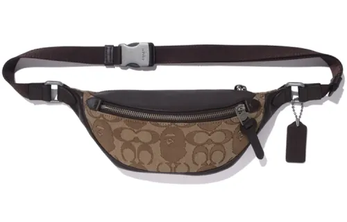 A BATHING APE COACH Collaboration Polyester Crossbody Fanny Pack Men's Khaki